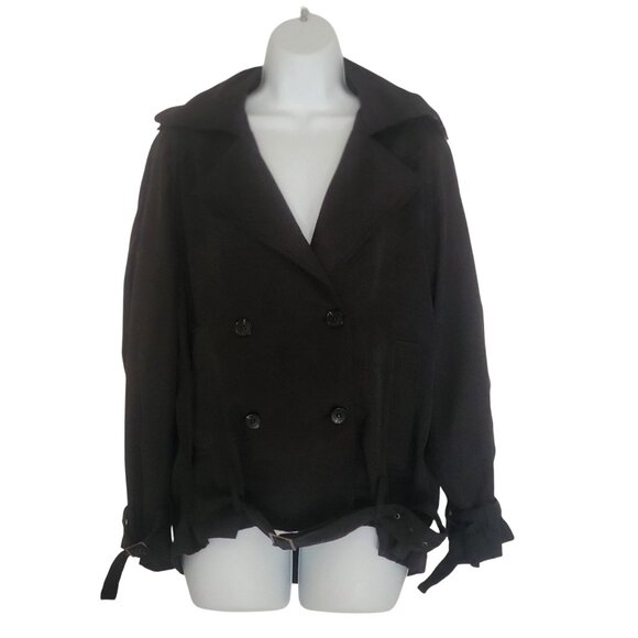 Essue Womens Black Woven Belted Military Jacket NWOT-S - Picture 3 of 10